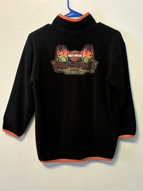 Harley-Davidson Black Fleece Pullover Jacket Size 12/14 Holographic Patch